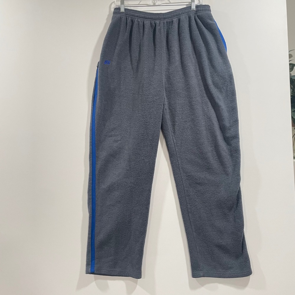 Russell Athletic‎ Therma-Power Fleece Sweatpants Mens XL Grey Blue Side Stripe